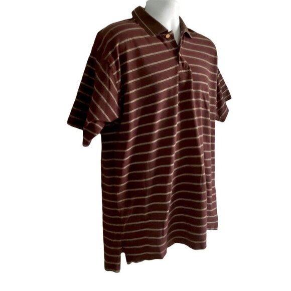 Dockers Golf Brown and Tan Striped Polo Shirt Mens Large - Picture 4 of 8